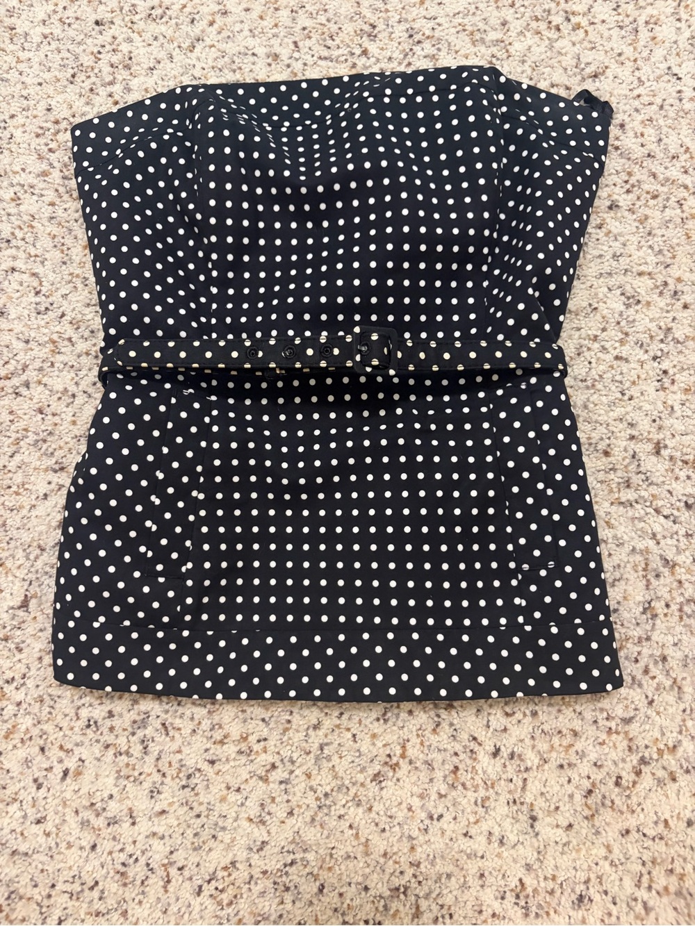 White House Black Market Black Strapless Polka Dot Top